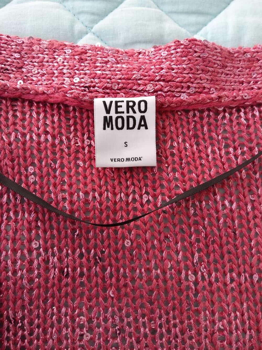 VESTE longue "VERO MODA" rose paillet&eacute;e - S Vêtements