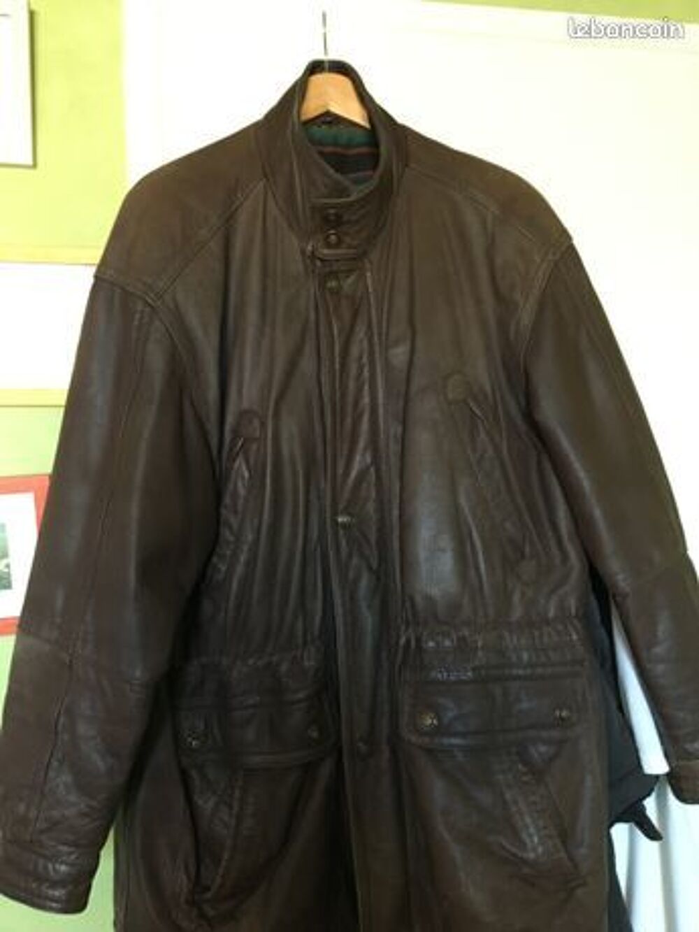 Veste mi longue en cuir Vêtements