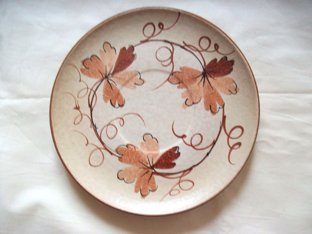 Lot 2 assiettes anciennes dessert gr&egrave;s estampill&eacute;es 70's Cuisine
