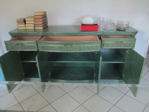 Buffet en osier et bambou laquage vert bleuté Étréchy (91)