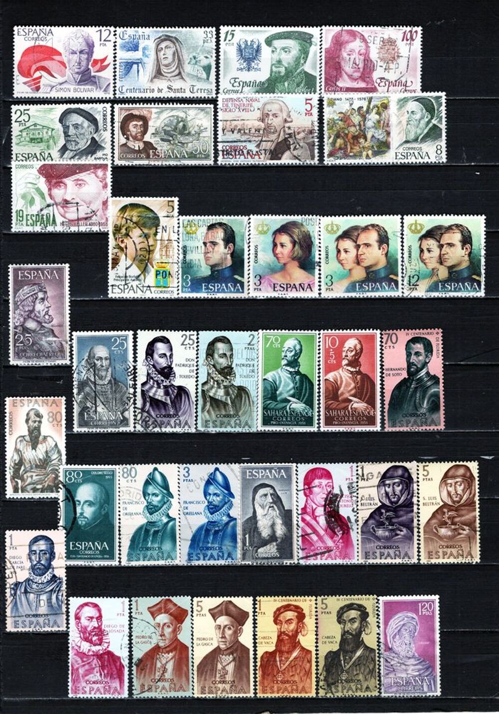 lot de 93 timbres d'ESPAGNE avec des PERSONNALITES 