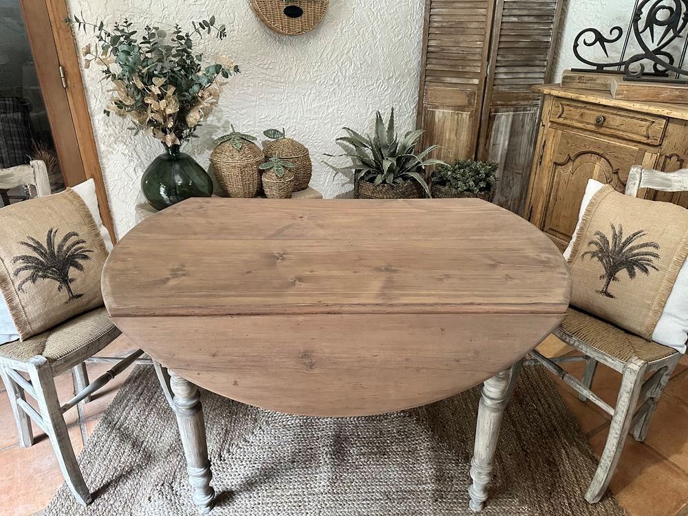 SUPERBE TABLE ANCIENNE RABATTABLE EN BOIS ET PATINE Meubles