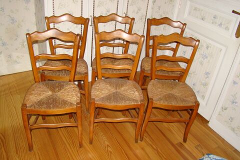 6 chaises pailles en merisier - Epoque Louis-Philippe 1830 600 Gargenville (78)