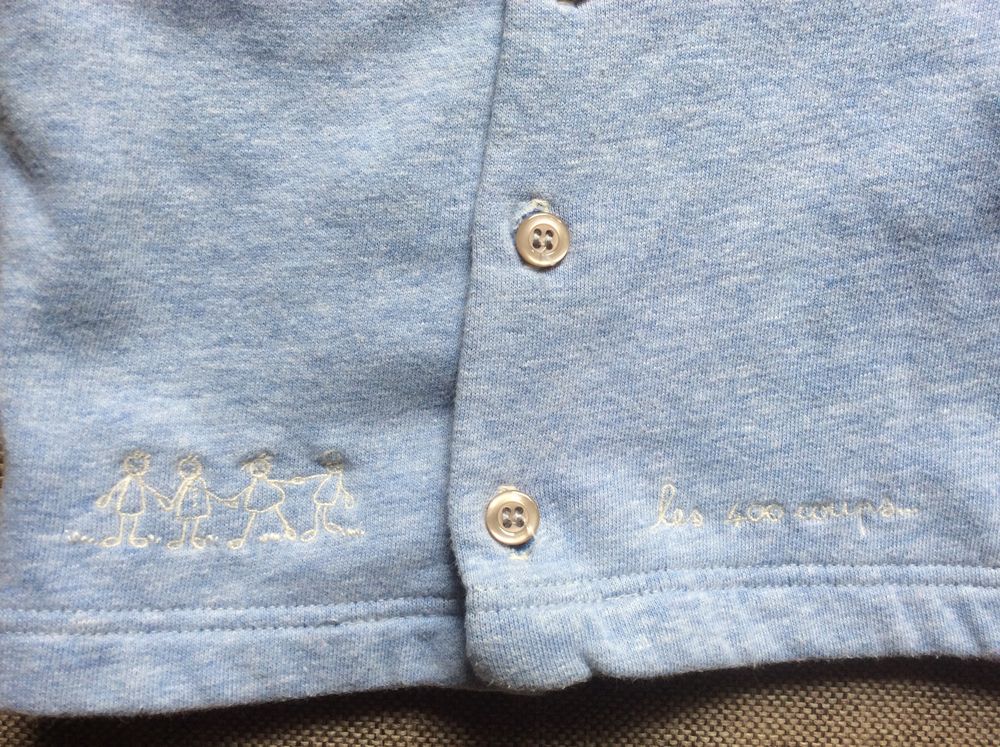 Veste bleu ciel Jacadi 6 mois " Les 400 coups " Vêtements enfants
