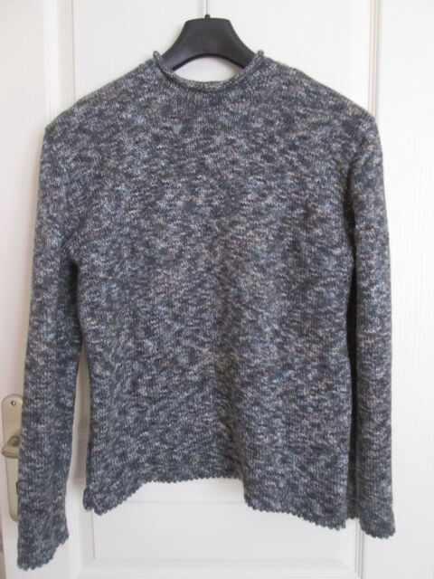 Pull bleu/gris tricot� en laine taille L 12 Chauriat (63)