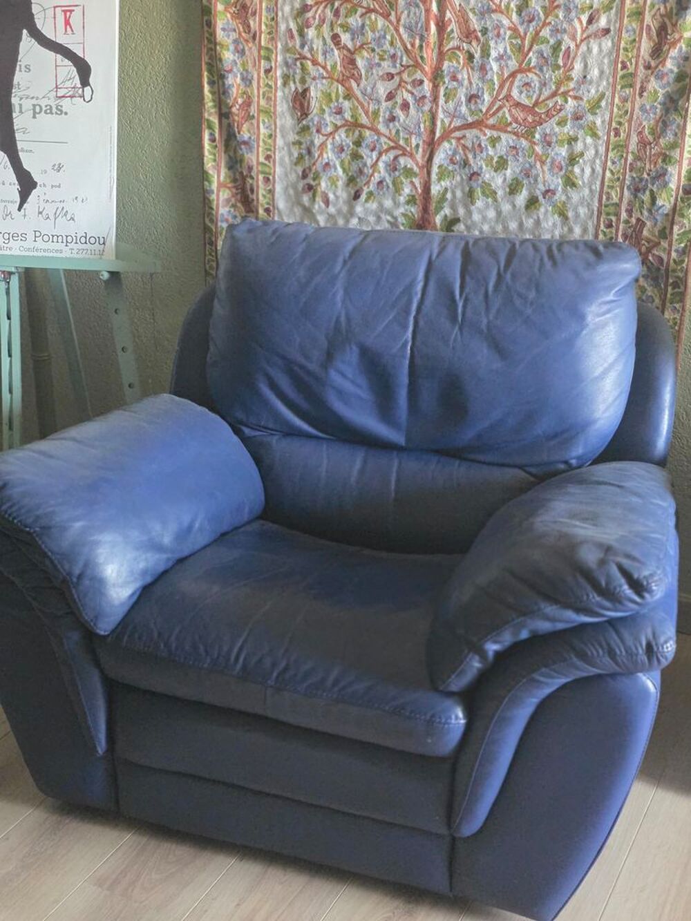 Fauteuil relaxation cuir bleu Meubles