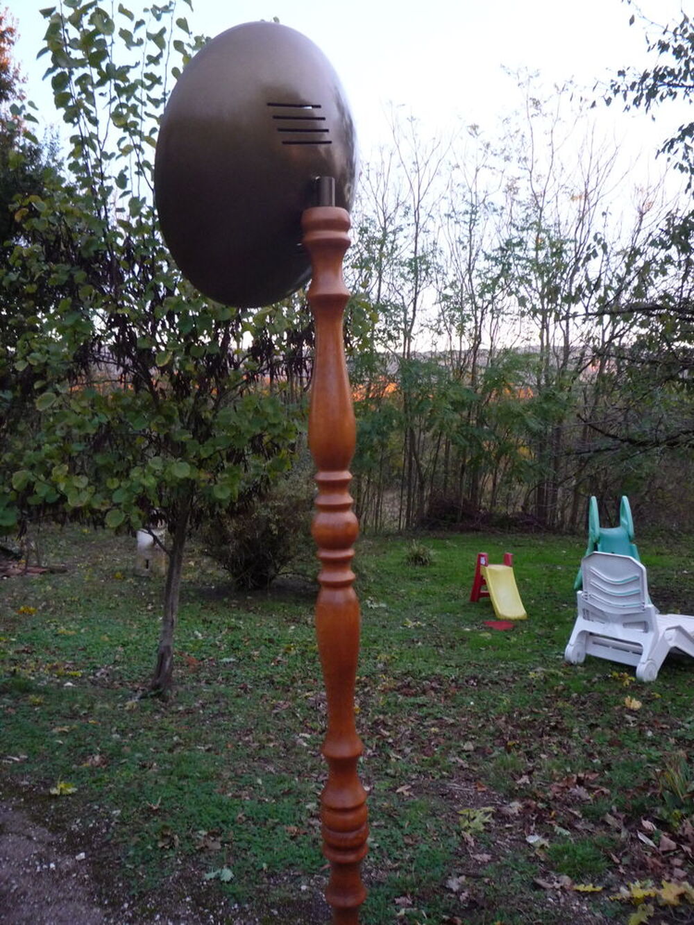 Lampe,lampadaire d&eacute;co/halog&egrave;ne/bois et acier bronz&eacute; Décoration
