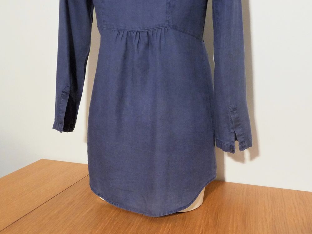 Tunique 100% Lin Bleu &agrave; Manches Longues- Taille 36- Promod Vêtements