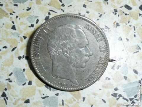 Pi�ce 2 Kroner Argent 1876 Danmark monte en broche 70 Bordeaux (33)