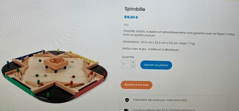 spirobille flipper en bois Jeux / jouets