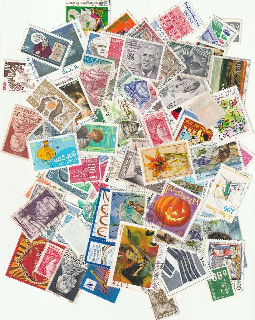 100 timbres fran&ccedil;ais oblit&eacute;r&eacute;s 