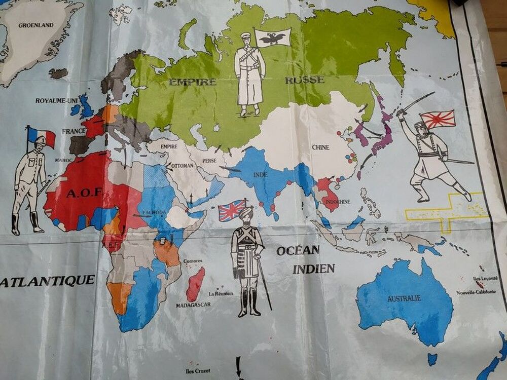 Carte scolaire l'Empire Colonial Fran&ccedil;ais en 1914 