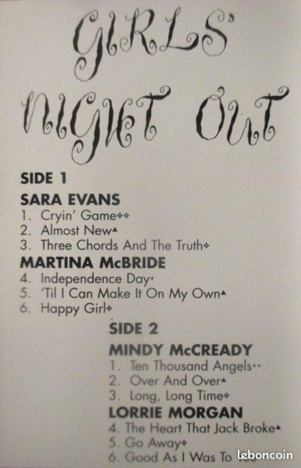 Cassette audio Girls' night Out CD et vinyles