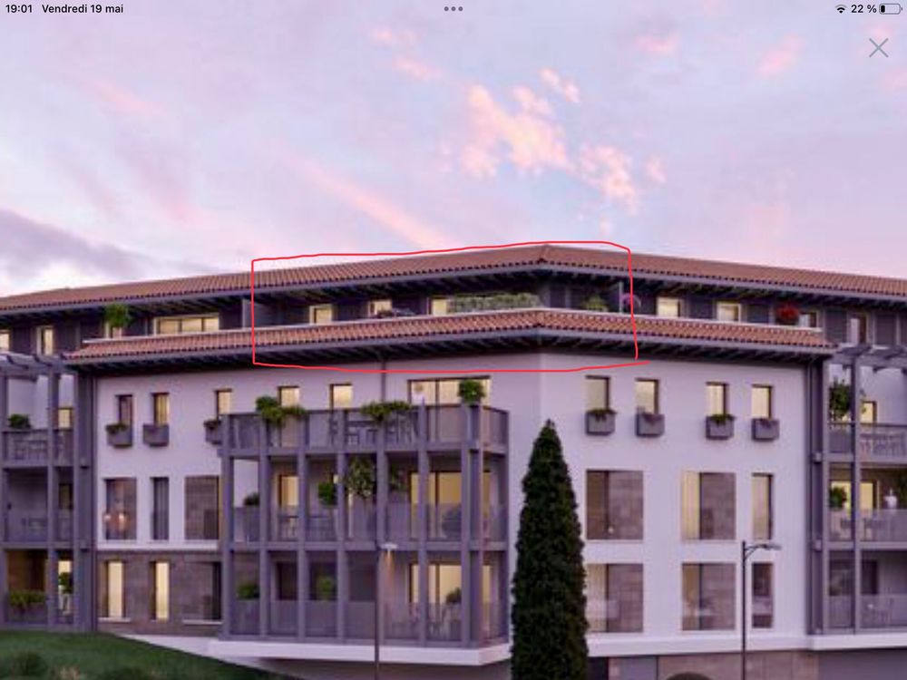 Vente Appartement T2 Attique sur Anglet surface 45 m2 et 23 m2 terrasse Anglet