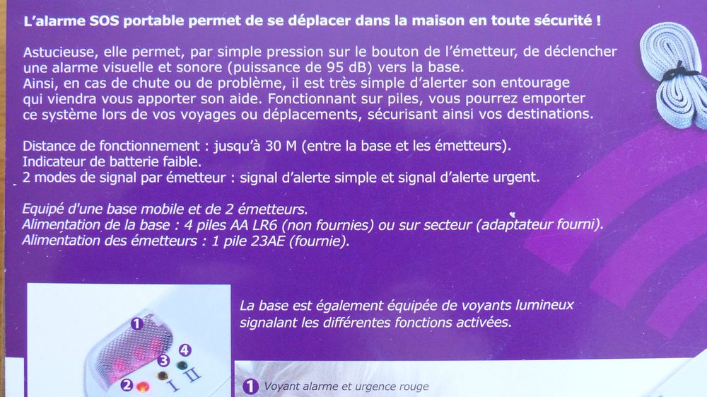 Alarme SOS portable pour personne &acirc;g&eacute;e Audio et hifi