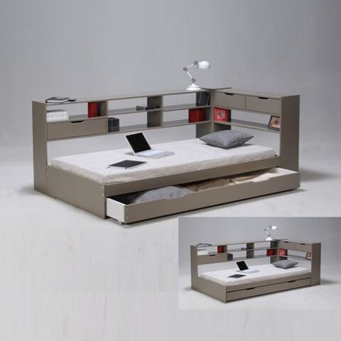 Lit Combin 90x190 cm + tagres + Tiroir + sommier  lattes 0 Lille (59)