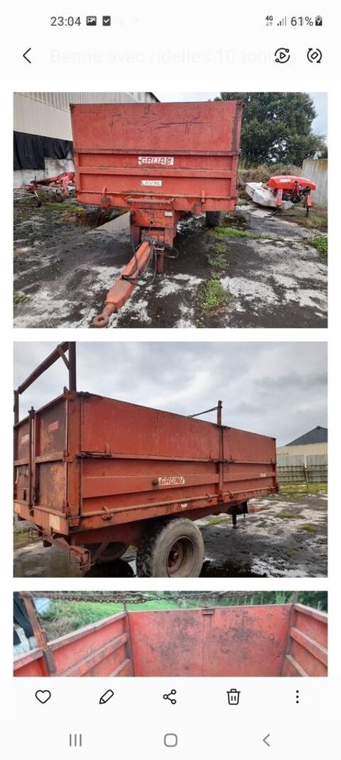 benne agricole 10 tonnes gruau 7500 53240 Andouill