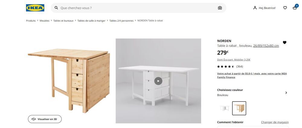 Table en bois IKEA rabattable en tr&egrave;s bon &eacute;tat Meubles