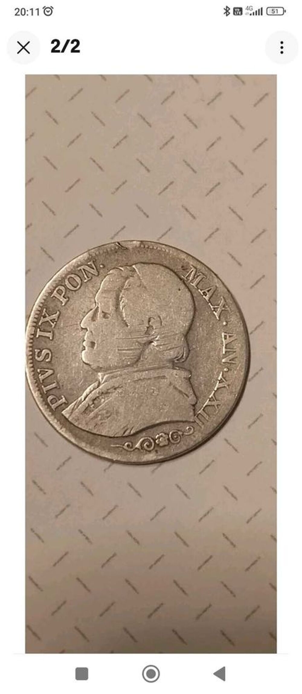 1 Lira 1867 R an XXII Pie 9 ( Vatican ) en argent et en tr&egrave;s bel &eacute;tat 