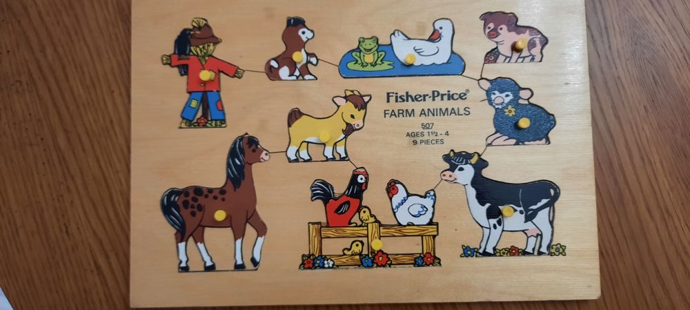 Lot de 2 puzzles en bois Fisher-Price &eacute;l&eacute;ments &agrave; encastrer Jeux / jouets