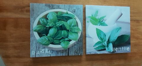 lot de 2 tableaux Motif Herbes Aromatiques 4 P�ronnas (01)