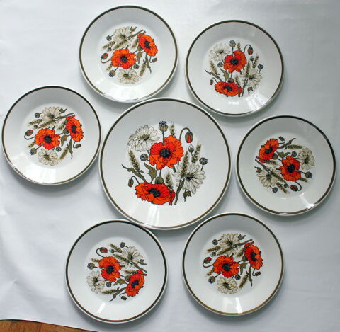 Meakin Poppy faence anglaise vintage 70 6 assiettes dessert 60 Issy-les-Moulineaux (92)