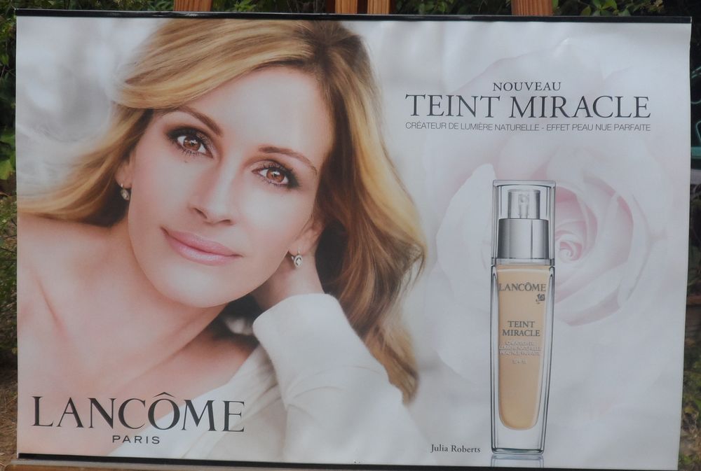 Affiche bi-c&ocirc;t&eacute; LANC&Ocirc;ME Paris Julia Roberts sur papier glac&eacute; Décoration