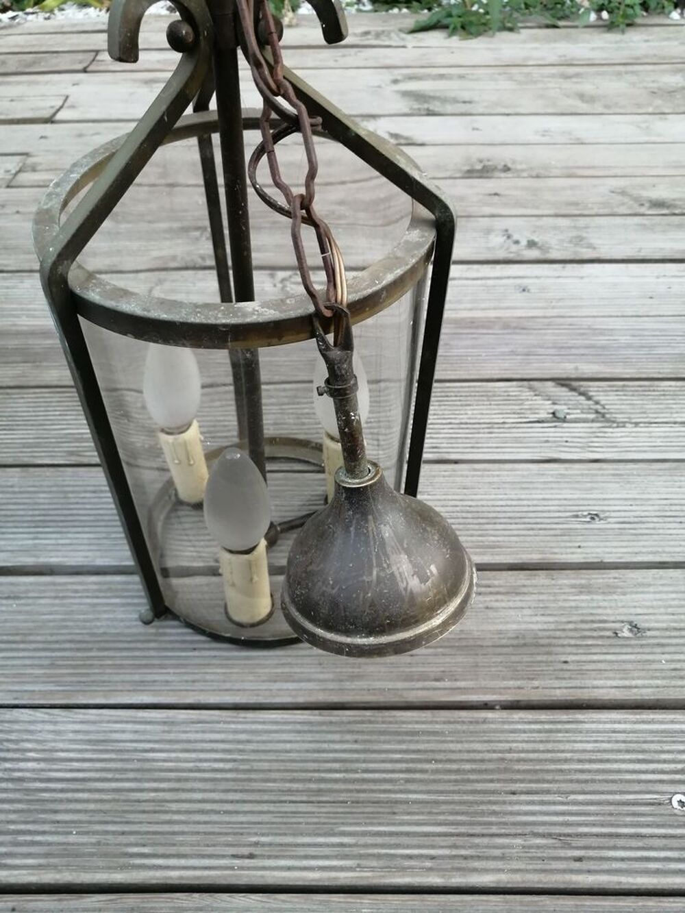 Suspension lanterne en laiton Delmas Décoration