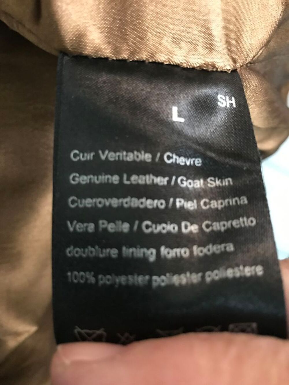 Blouson cuir de ch&egrave;vre beige Serge Hervet taille L Vêtements