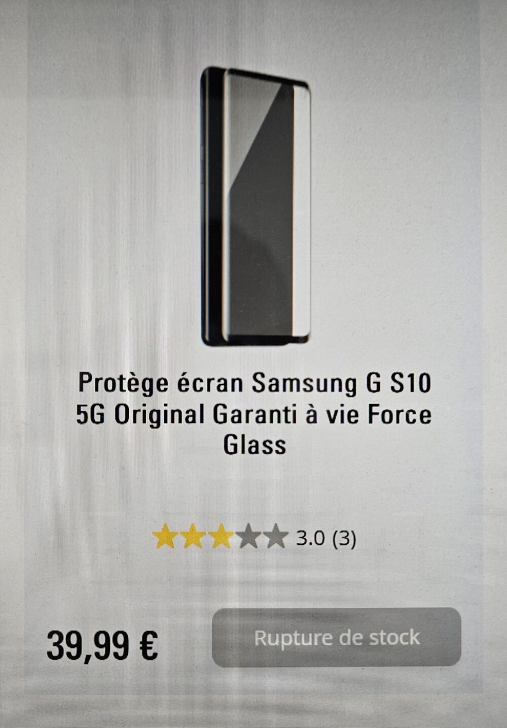 Film protecteur &eacute;cran de Samsung Galaxy S10 Téléphones et tablettes
