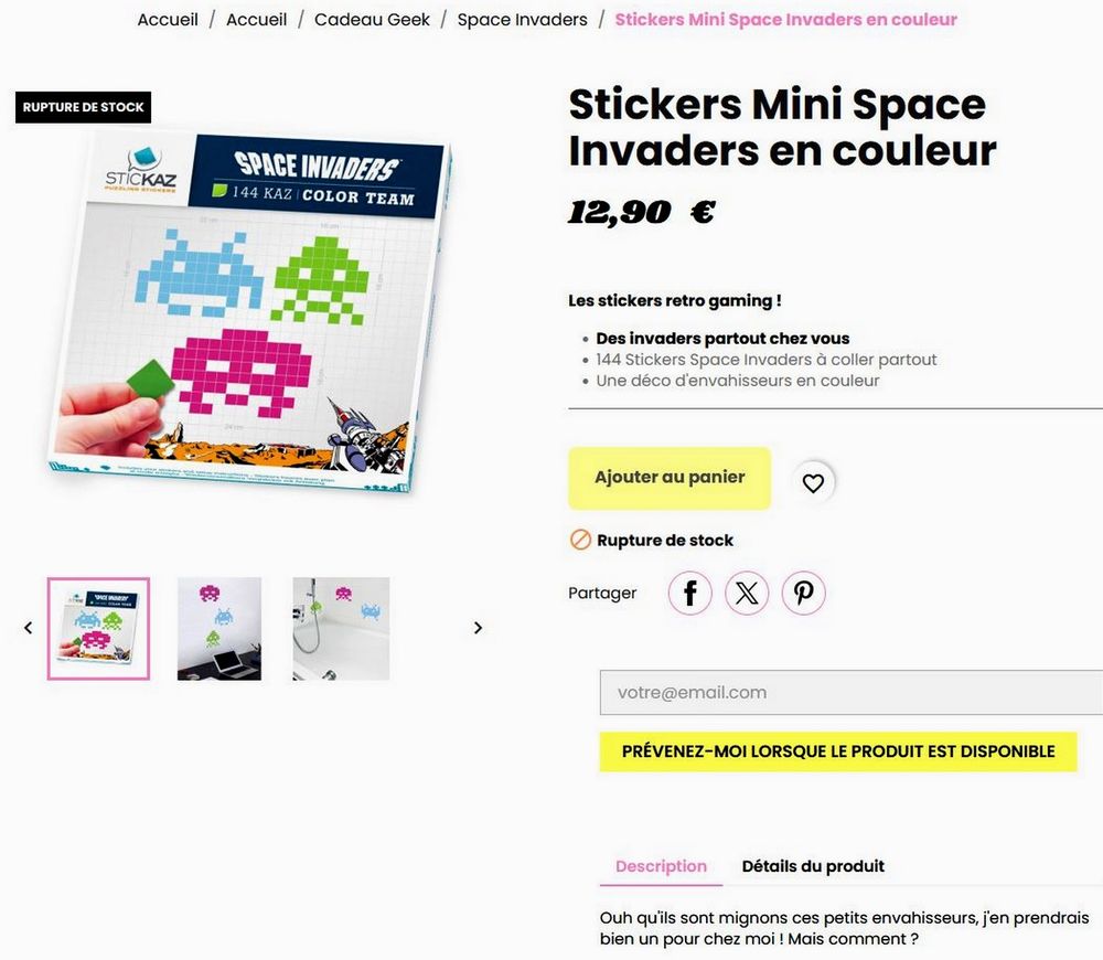 Space Invaders stickers 
