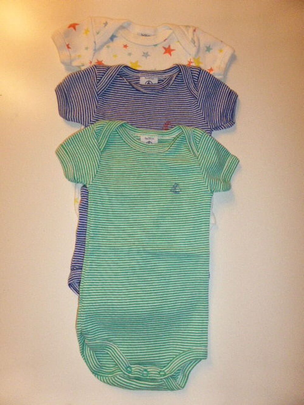 Petit Bateau lot de 3 body manches courtes 3 mois Vêtements enfants