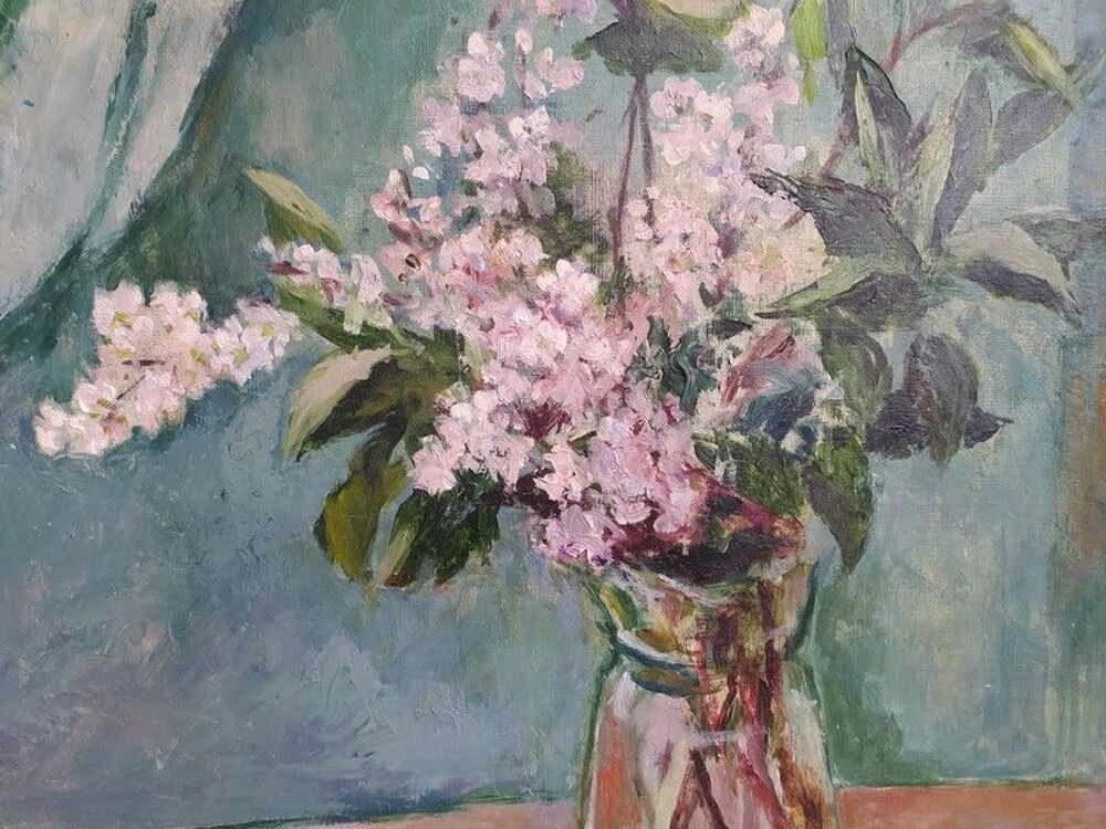 Tableau Bouquet de Fleurs Lila Sign&eacute; Zaica 