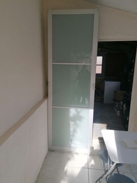 portes coulissantes  alu /verre , couleur vert fum� clair 60 Bondy (93)