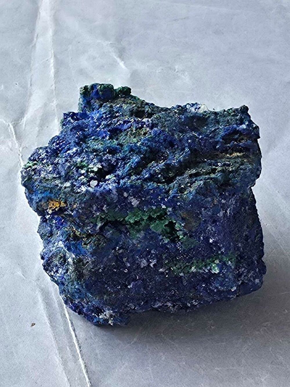 Superbe Min&eacute;ral Azurite Bleu Intense, Malachite Fibreuse &amp; Quartz-Katanga(RDC)-97g 