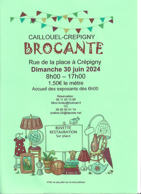 CAILLOUL-CREPIGNY02300
Brocante le 30 juin 2024 0 Cailloul-Crpigny (02)