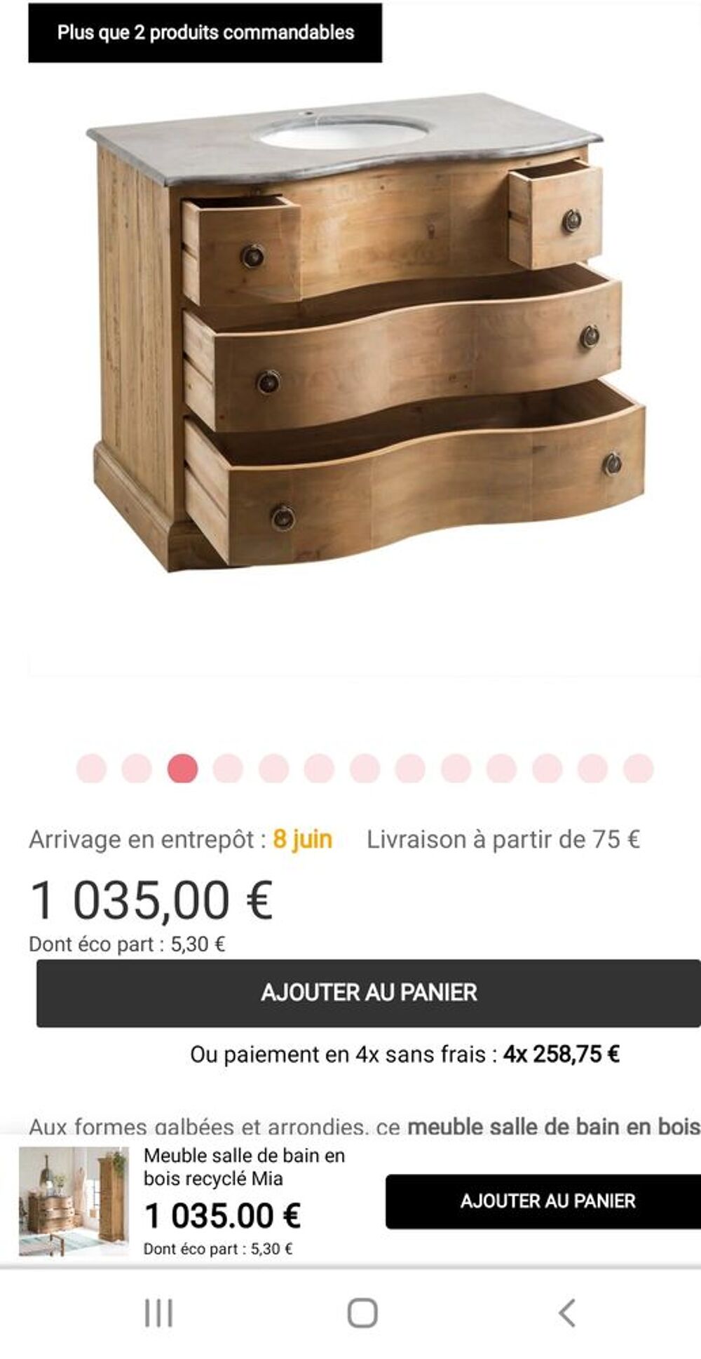 Meuble vasque made in meuble, en bois macif et marbr Meubles