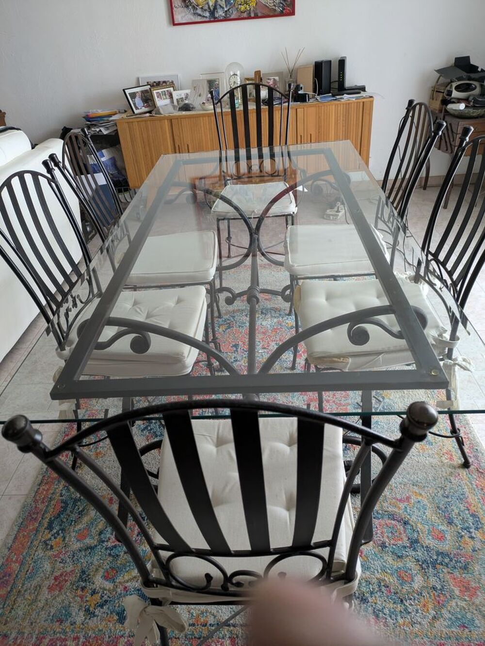 Grande table &agrave; manger en fer forg&eacute; "Pongi" /2mx1m Meubles
