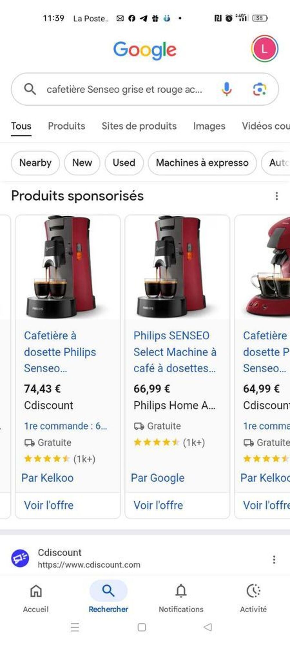 cafeti&egrave;re Senseo noire et grise Electroménager