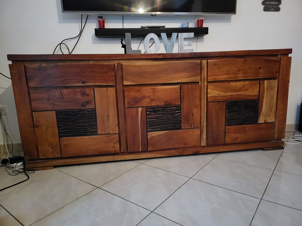Table + buffet en bois massif d'acacia Meubles