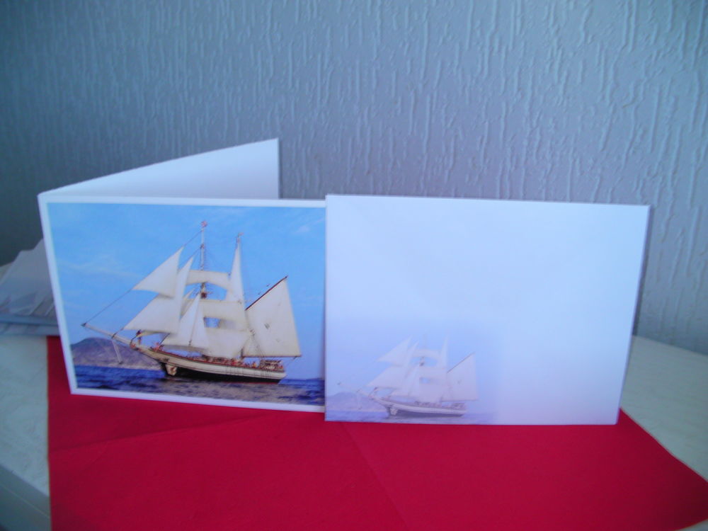 CARTES DOUBLES BATEAUX avec enveloppe assorties 