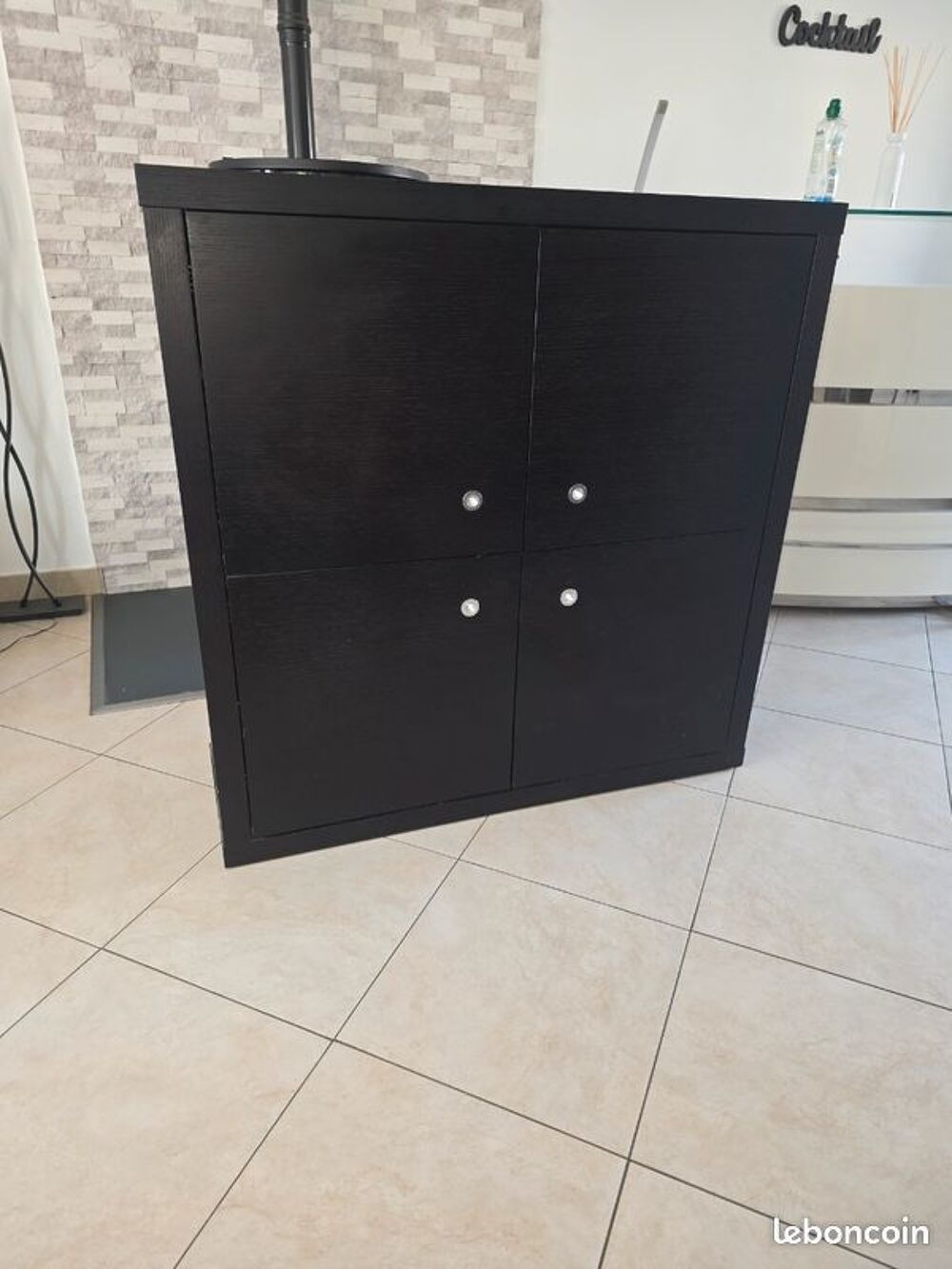 2 buffets bas noir weng&eacute; contemporain Meubles