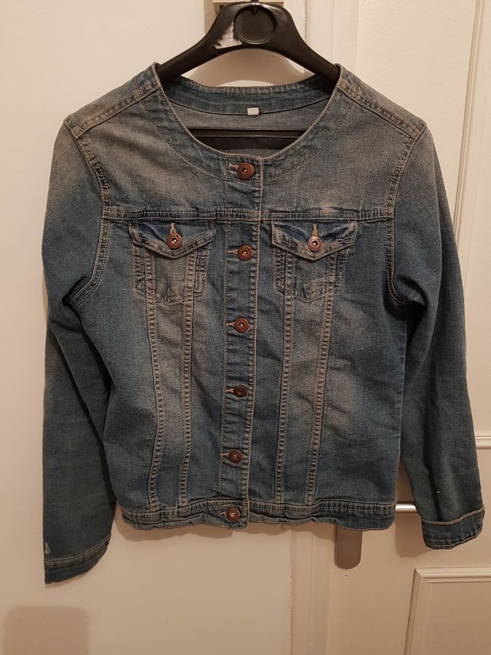 VESTE EN JEAN COL ROND T 36 Vêtements