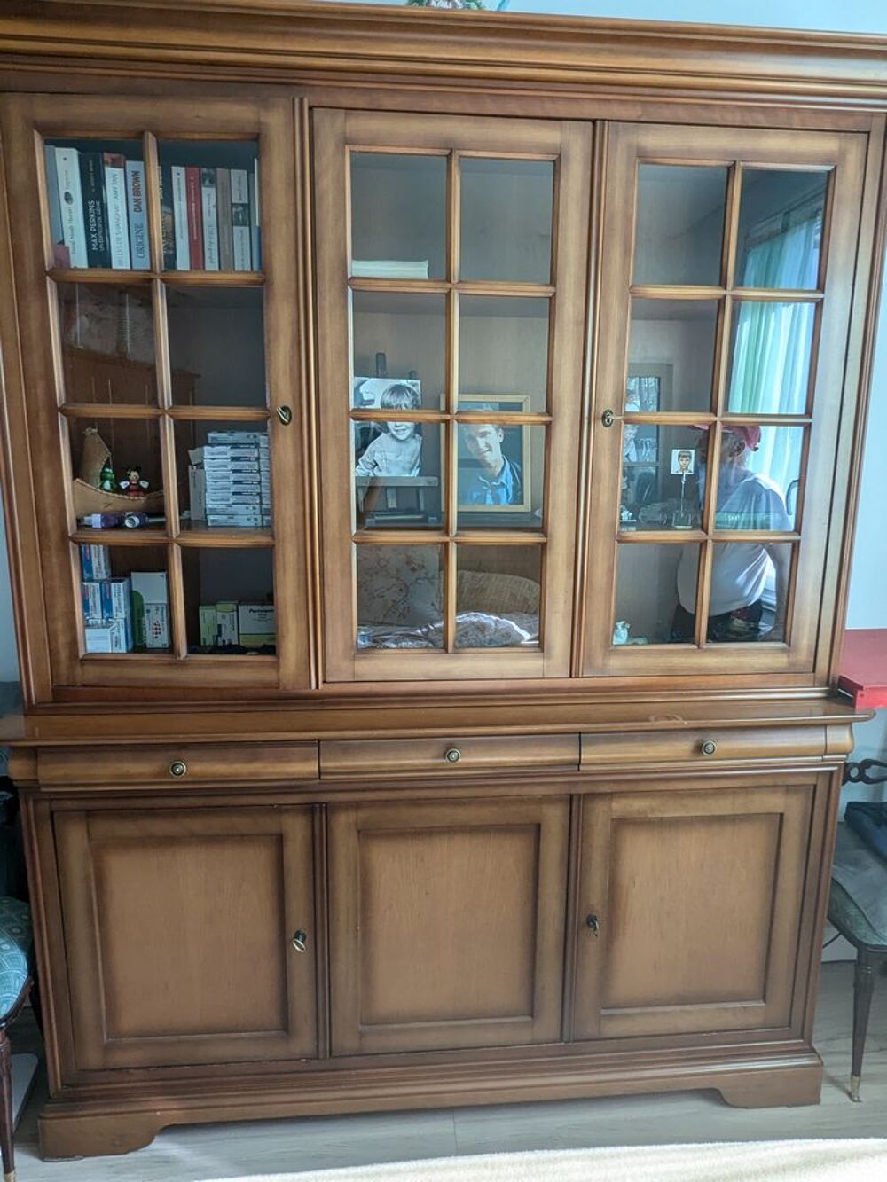bahut biblioth&eacute;que merisier en tres bon &eacute;tat en deux corps Meubles
