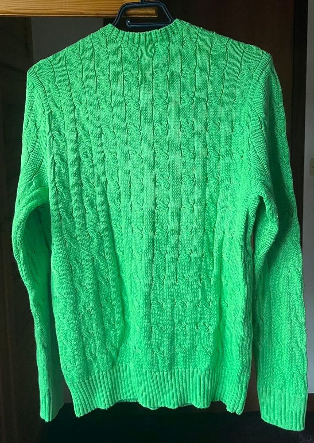 Pull Ralph Lauren - coton torsad&eacute; - Vert Vtements