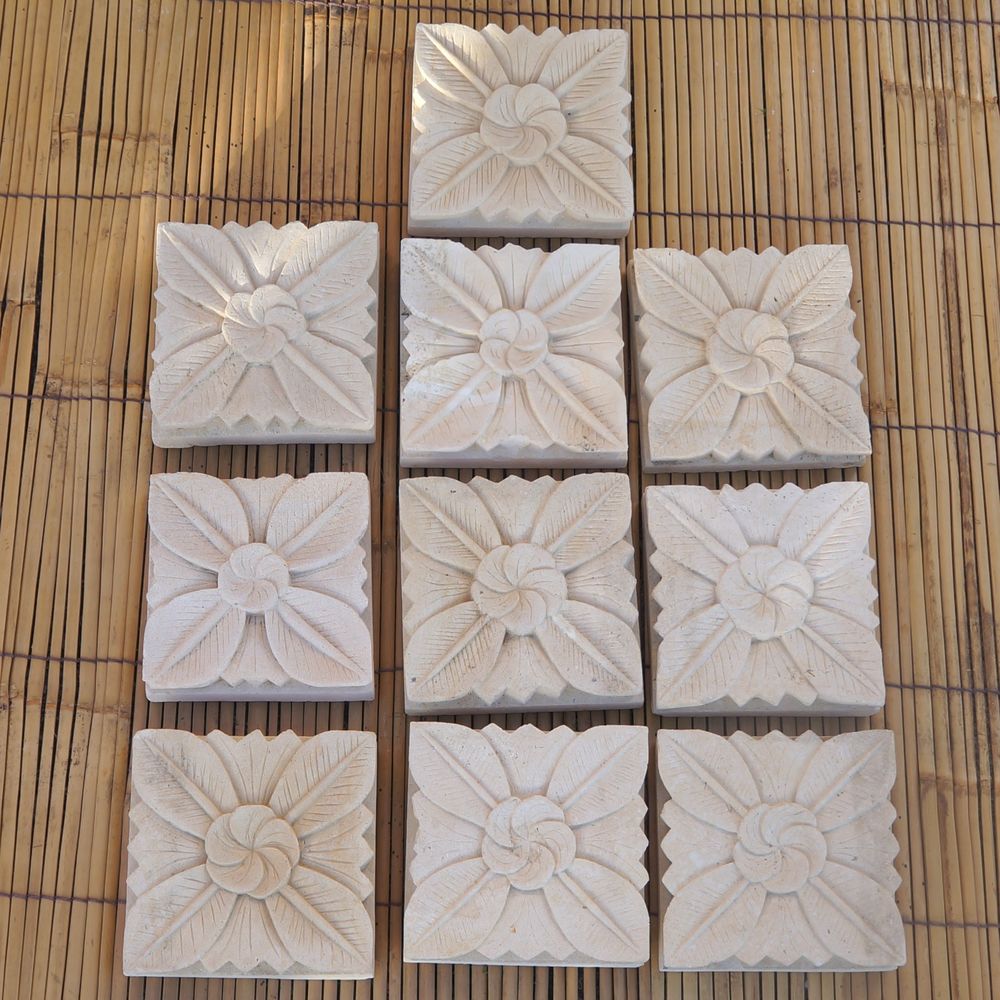 CARREAUX 20X20cm EN PIERRE DE PALIMANAN SCULPTES Décoration