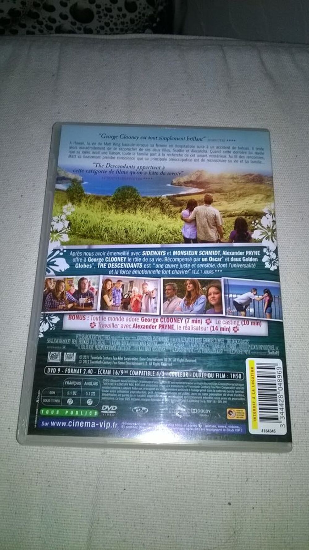 DVD The Descendants
George Clooney
2011
Excellent etat
E DVD et blu-ray