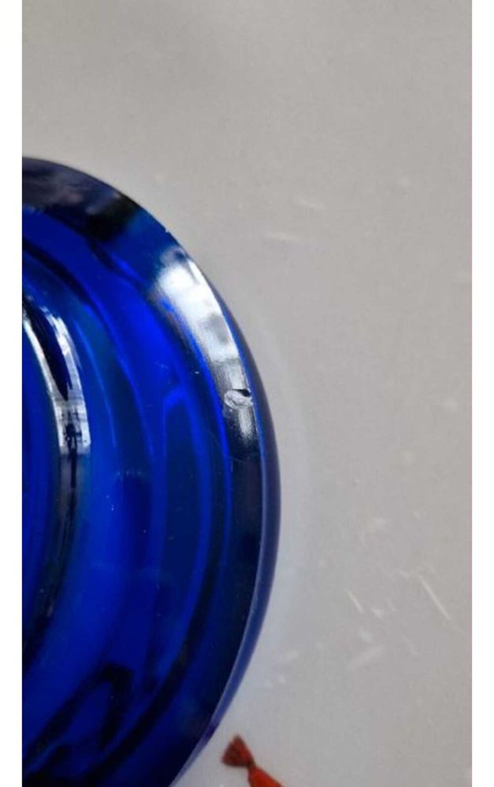 Cendrier vintage en verre bleu transparent Décoration