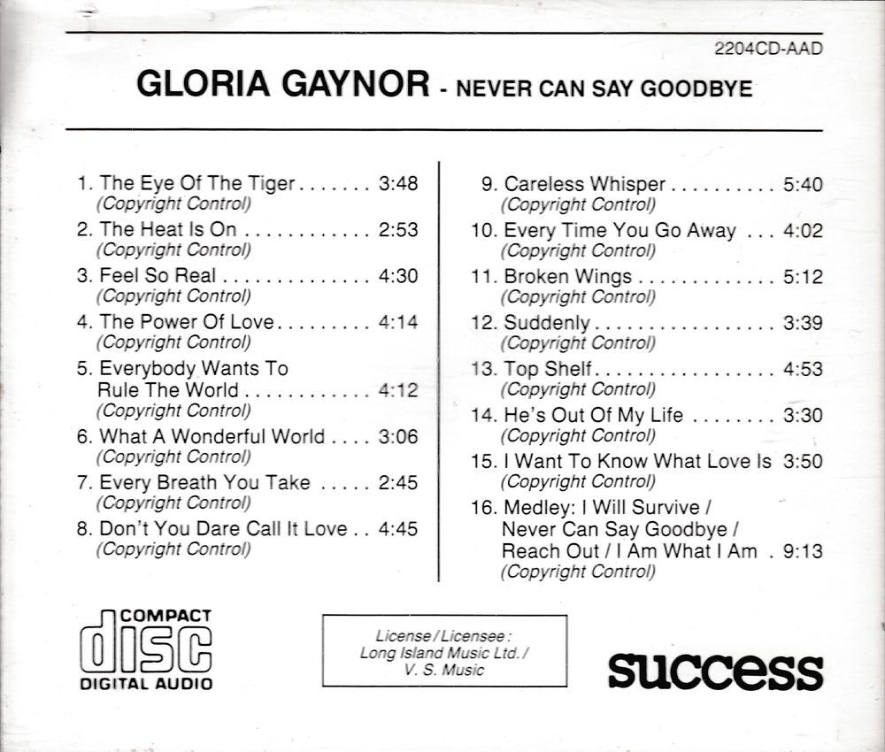 CD Gloria Gaynor - Never Can Say Goodbye CD et vinyles