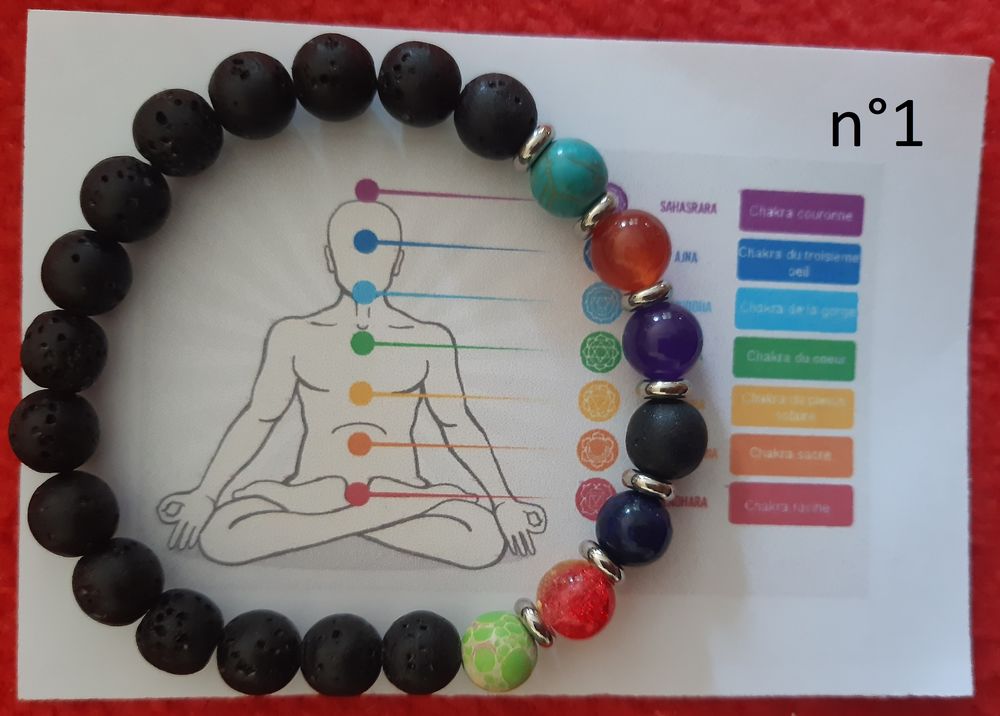 BRACELET 7 CHAKRAS Pierres Naturelles - Pierres de 8mm Bijoux et montres